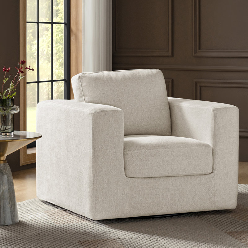 Carley Slipcovered Swivel Rocker Chair, Oatmeal
