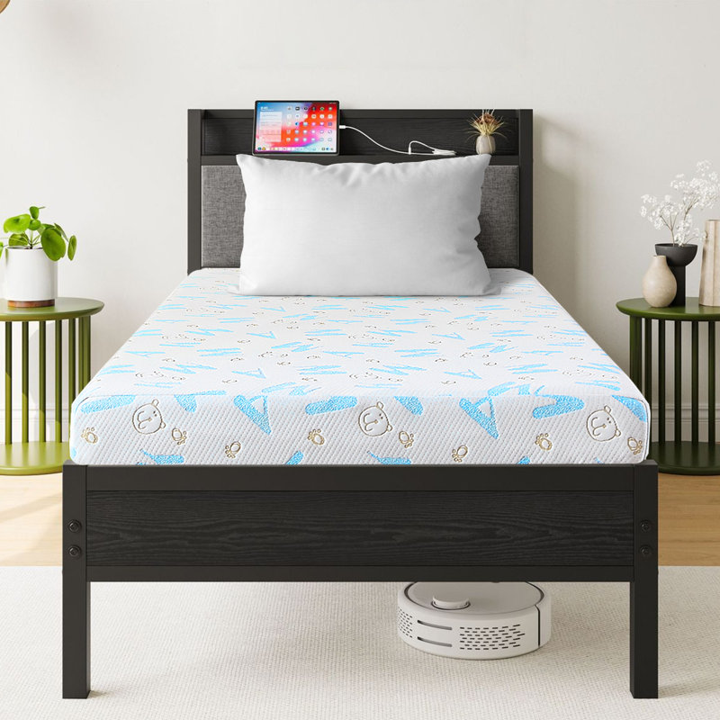 Matelas de 5 pouces pour enfants, housse amovible lavable en mousse à mémoire de forme à sensation moyenne, lit dans une boîte