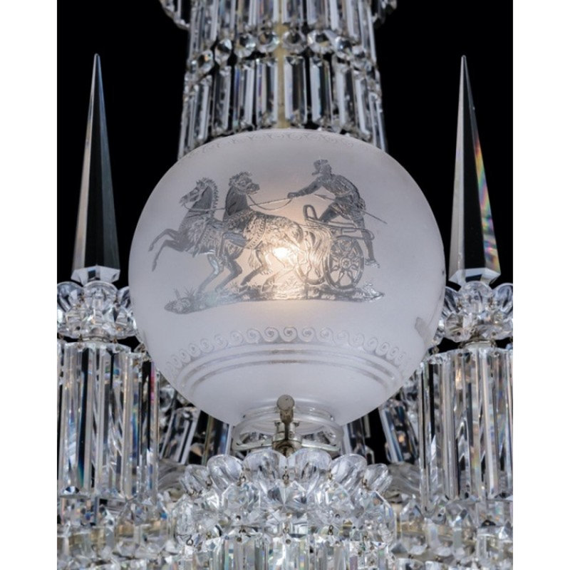 Lustre Victorian, Bronze, H 56 po x l 28 po x P 28 po, Gelé