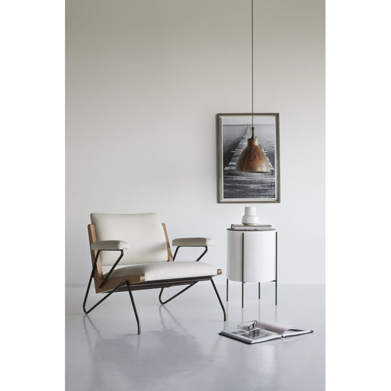 Armchair, White Acrylic Fabric.