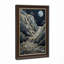 " Gold And Grey Mountain Waterfall Under Crescent Moon " Painting Print-133540345