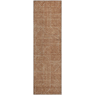 Premium Machine Washable Prisco Terracotta Rug