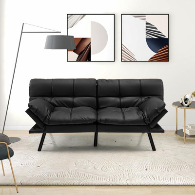 Dwyn 72'' Faux Leather Convertible Sofa