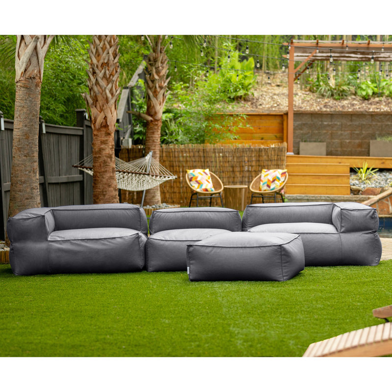 Maretta 136'' Wide U-Shaped Patio Sofa, Charcoal