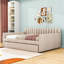 Full Size Upholstered Daybed with Twin Trundle and Slats-901825552