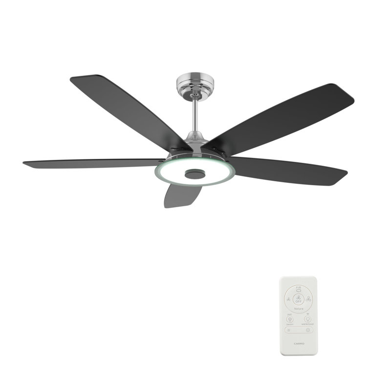 Ventilateur de plafond intelligent intérieur / extérieur Journey de 52 pouces, ensemble d'éclairage à DEL à intensité variable et télécommande, fonctionne avec l'assistant Google, Amazon Alexa et les raccourcis Siri.