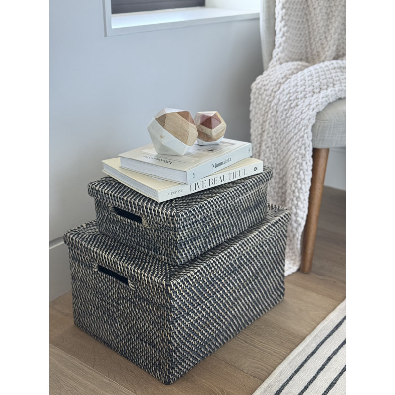 Wicker Storage Bin 1, Black