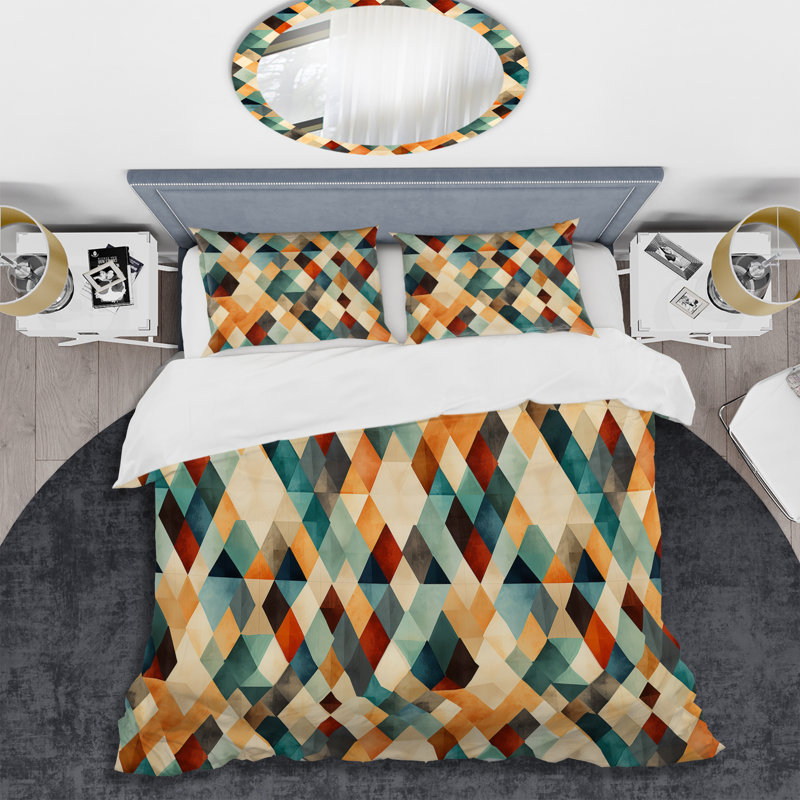 Ensemble de housse de couette géométrique Natural Tones, Housse de couette pour grand lit et 2 taies décor