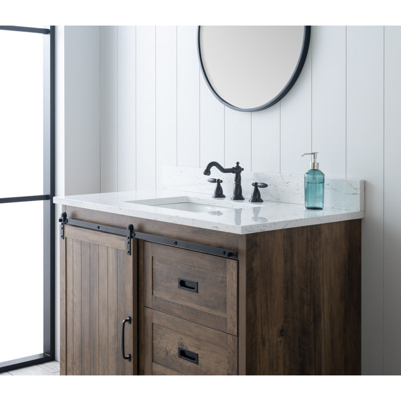 Ensemble de meuble-lavabo simple 42 po Cayden, Blanc de Carrare, Canella brun