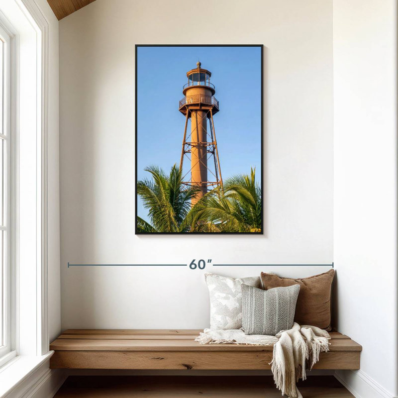 Phare de Sanibel Island, 29 po x 43 po, Cadre flottant noir