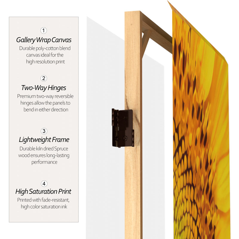 6 Ft. Tall Double Sided Sunflowers Canvas Room Divider