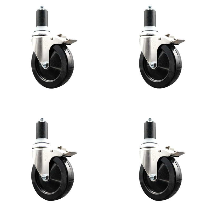 Jeu de 4 roulettes extensibles en caoutchouc souple, H 5 po x l 5 po
