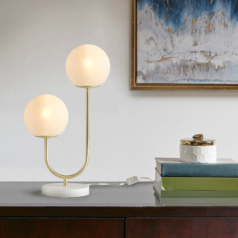 Lampe de table en métal 2 lumières Globe