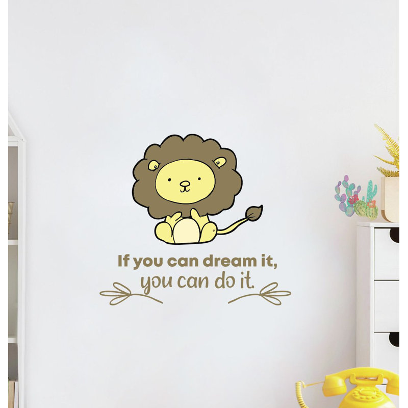 Adhésif décoratif en vinyle "You Can Dream cute lion Life", H 8 po x l 10 po