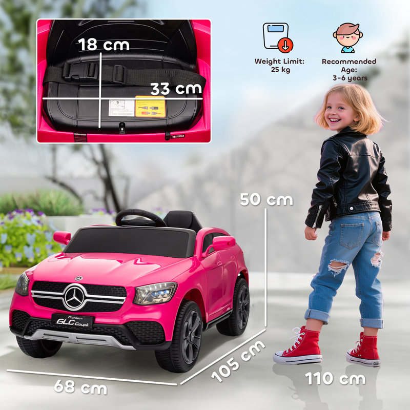 HOMCOM Battery Powered Ride On with Remote Control, Pink