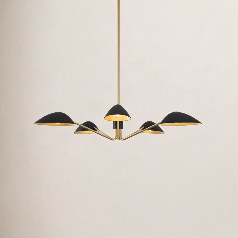 Raelle 5 - Light Unique/Statement Pendant, Aged Gold/Matte Black