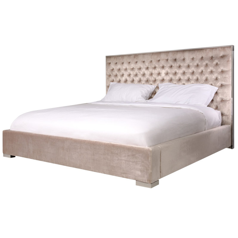 Filton Upholstered Metal Standard Bed, Queen, Pearl