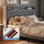 Ensemble de chambre à coucher: lit plateforme capitonné avec rangement à 2 tiroirs et tête de lit avec rangement et commode en bois cannelé-227390281-228276914-228276917