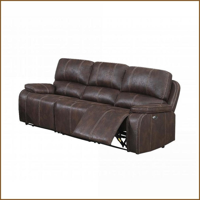 Canapé inclinable électrique en cuir synthétique pour 3 personnes - Canapé de salon chocolat | Similicuir | Chocolat | Métal