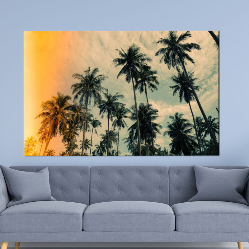 «Tropical Paradise: Palm Trees Glass», reproduction d'art sur toile, 1P, 27,6 po H x 39,4 po l