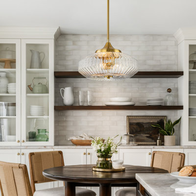 2-Light Fluted Glass Pendant & Semi-Flush Mount