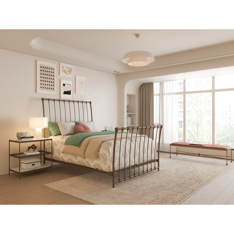 142 Altro Bed | Complete Sleigh, Bronze, Queen