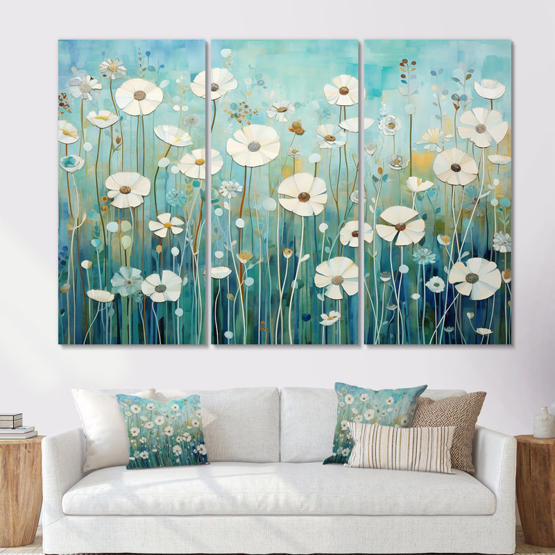 «Refreshing Flower Lagoon», ensemble d'art sur toile, H 28 po x l 36 po x P 1 po, Toile tendue