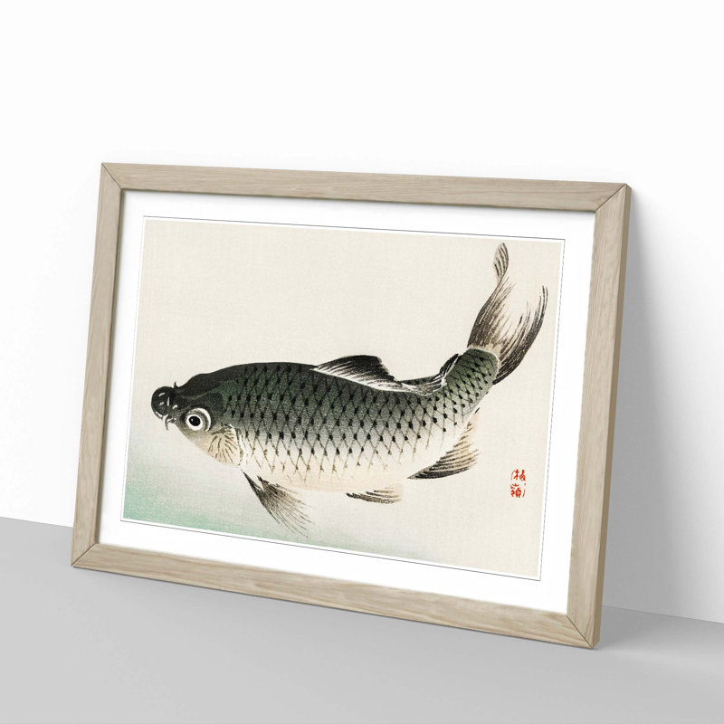 Carp Fish by Kono Bairei - Picture Frame Graphic Art Print, 27cm H x 36cm W x 2cm D, Oak Framed