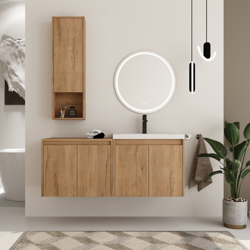Ensemble de meuble-lavabo simple 48 po avec plateau en résine Bellmead et armoire murale de 12 po