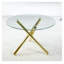 Table de salle à manger ronde en verre doré avec piètement en métal, 110 cm (43,3 po), table de cuisine moderne pour petits espaces