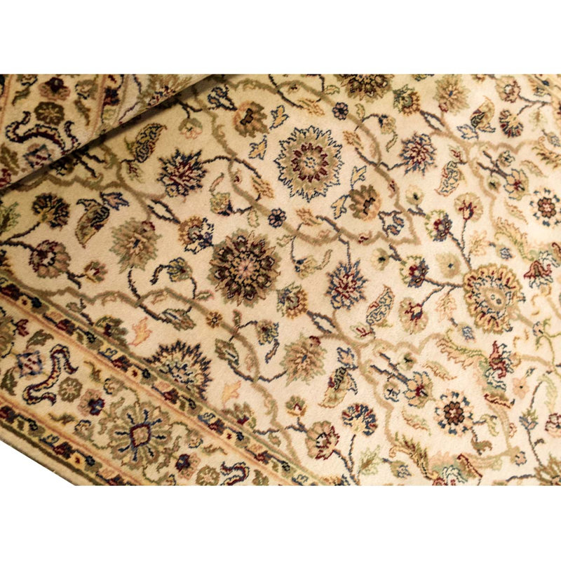 Hand-Knotted High-Quality Cream and Cream Area Rug