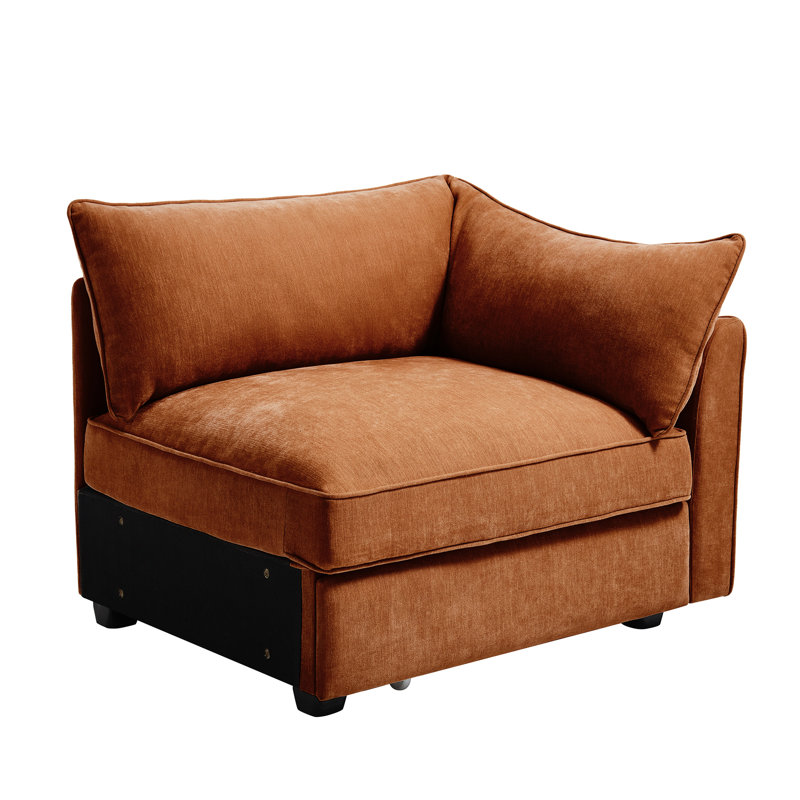Orange With Clean Crescent Lines, Piped Armrest Edges And Pull - Out Storage 1 Seat Smooth Touch, Drawer Nordic Interior