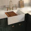 Whitehaus Collection Front Apron Single Bowl Fireclay Kitchen Sinks with Cutting Board and Grid-149444489