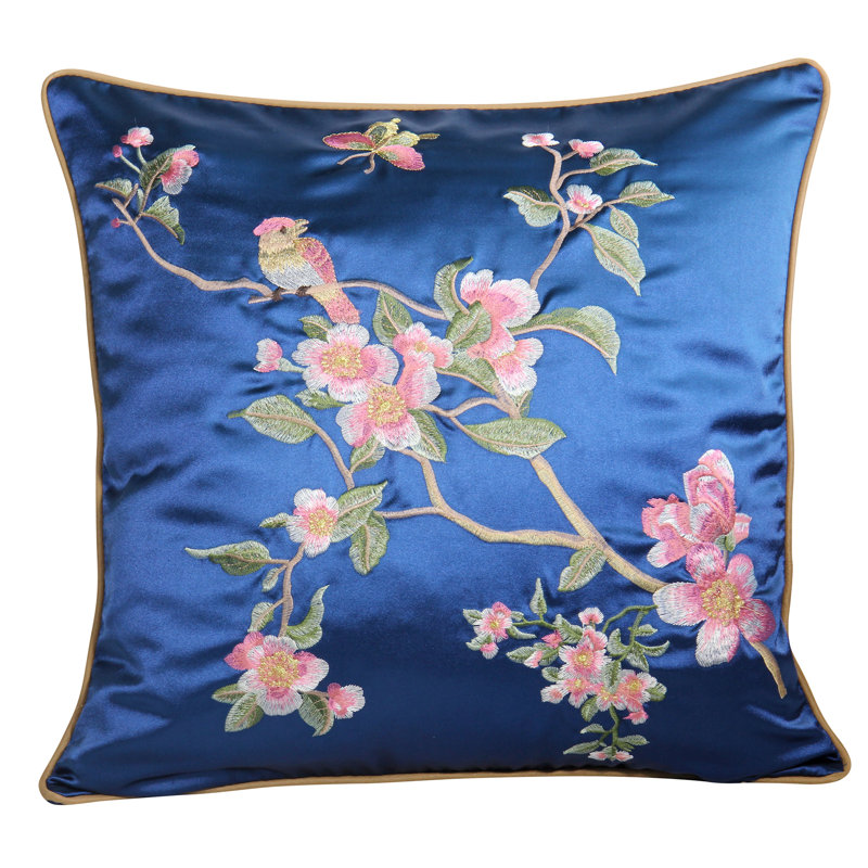 Housse de coussin brodé, Bleu