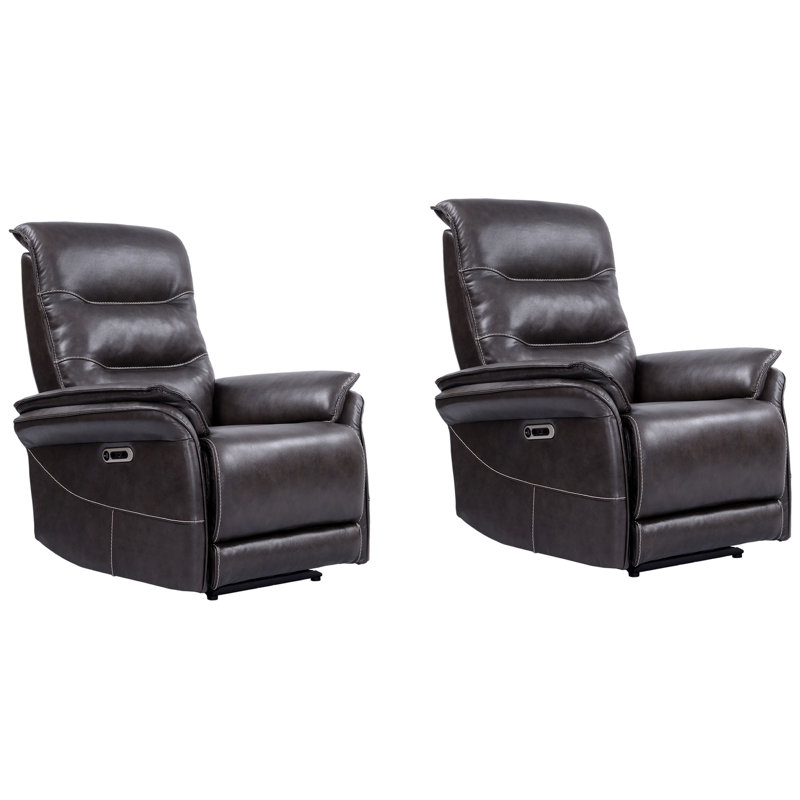 Fauteuil inclinable électrique sans accoudoirs en cuir Glenndora, Gris