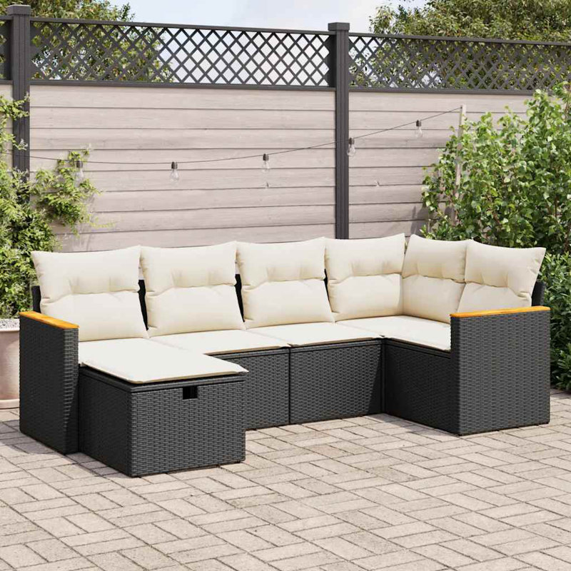 Vidaxl Garden Sofa Set Black, Cream White