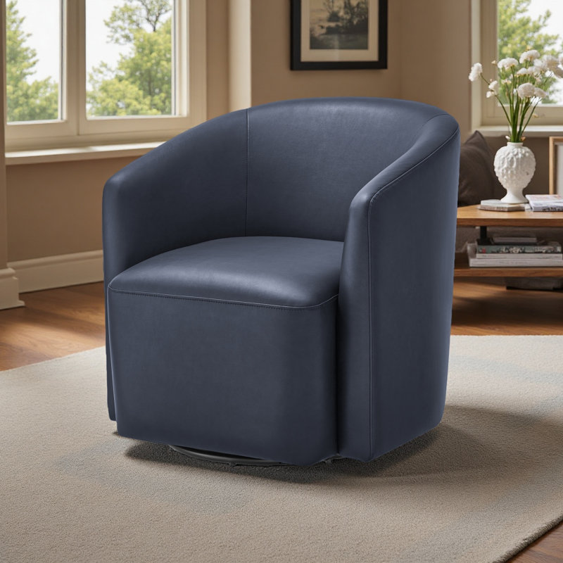 Fauteuil demi-tonneau pivotant en similicuir, Bleu