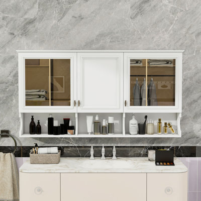 Armoire à miroir sophistiquée avec tablette réglable et charnières à fermeture douce