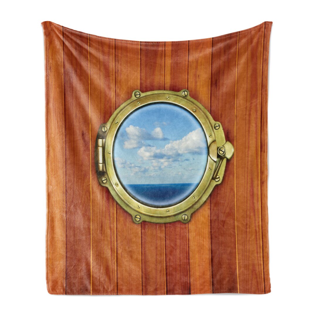 Kuscheldecke Porthole Wooden Background Window Ship Old Sailing Vessel