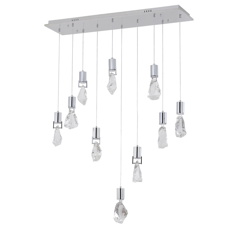 Lustre en cristal 10 lumières Transitional, Chrome