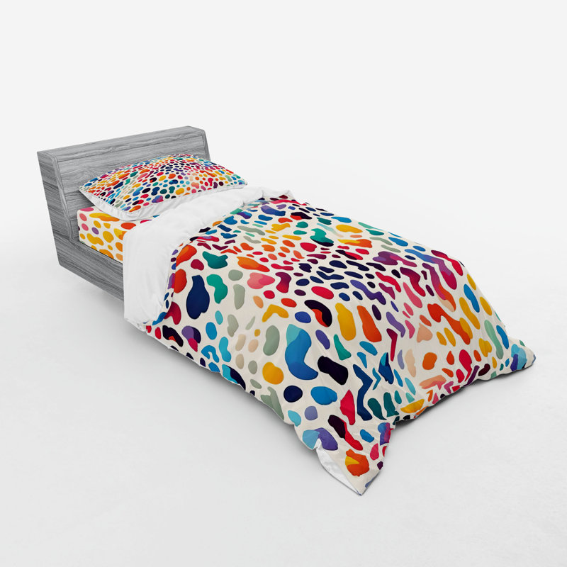 Ensemble de literie multicolore à motif léopard Ambesonne, Housse de couette simple + 6 pièces supplémentai