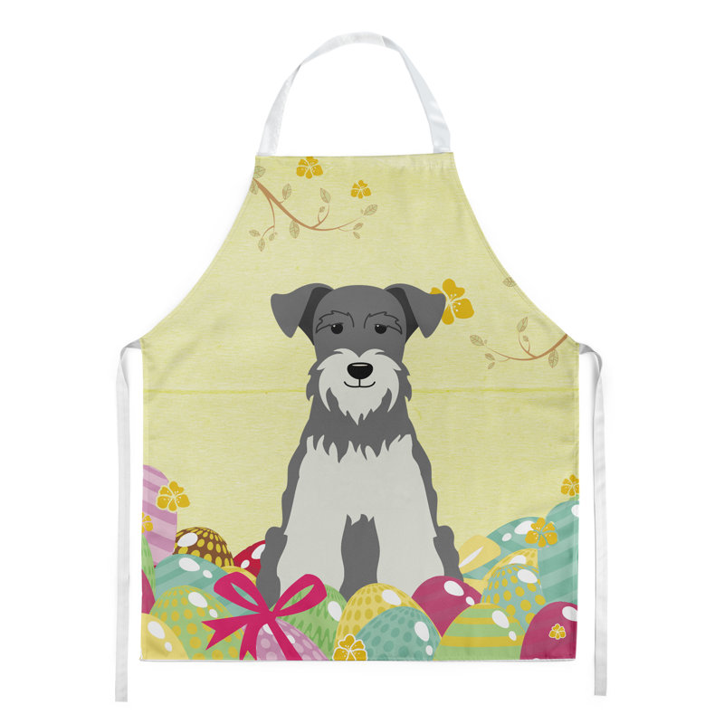 Tablier œufs de pâques, Schnauzer miniature, Jaune / Gris