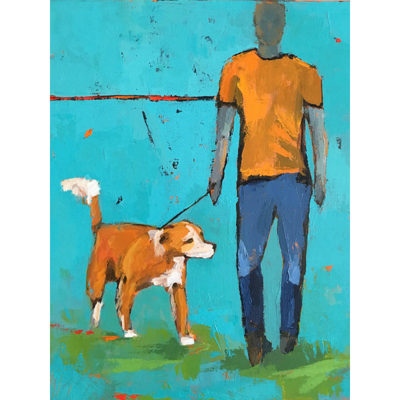 A Man And His Dog Print by Phyllis Adams, 21.25" H x 17.25" W