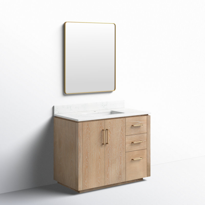 Meuble-lavabo simple 42 po Cloverfield, Or, Gris cendré délavé