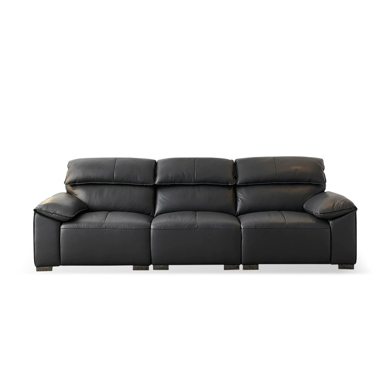 Canapé modulaire noir en similicuir, L 98,43 po