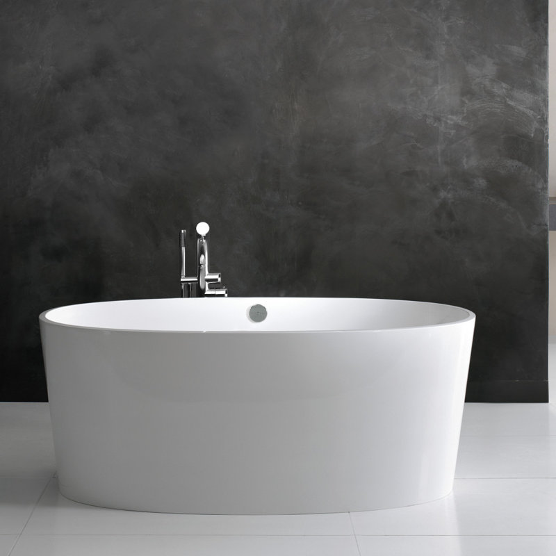 Ios 60" x 60" Freestanding Soaking Bathtub, Matte White