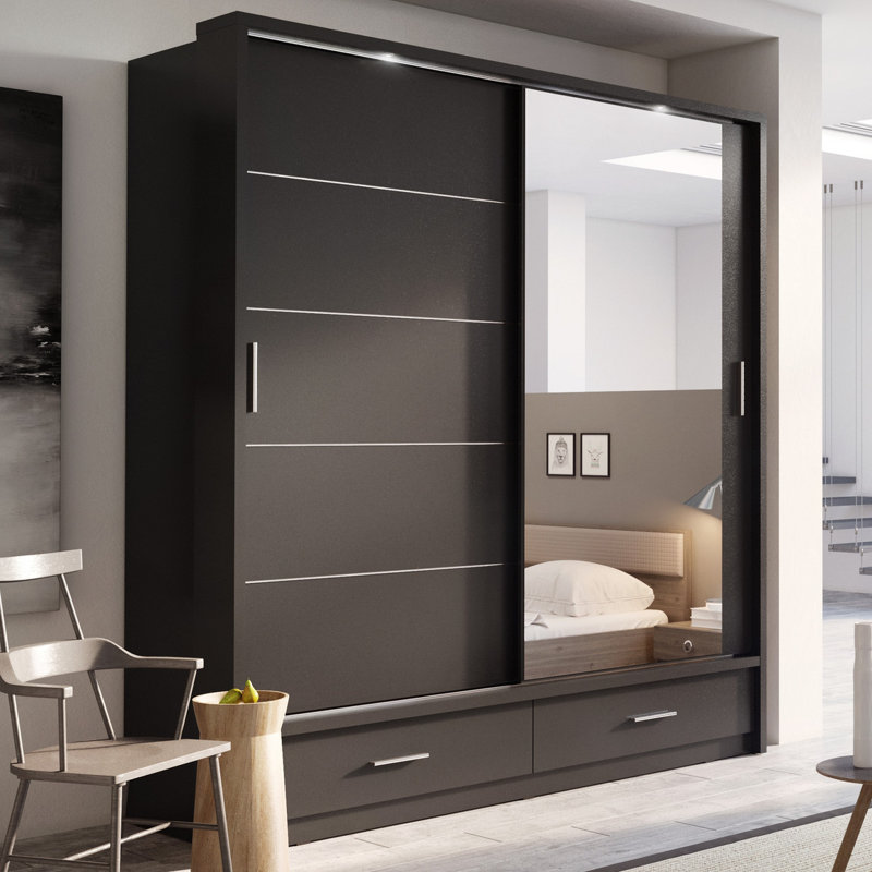 Tengan 2 Door Manufactured Wood Wardrobe, Black