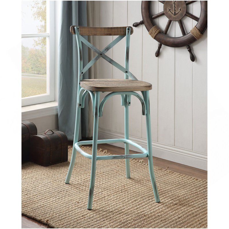 Chaise de bar Zaire, Chêne / turquoise