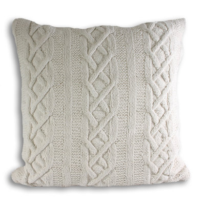Aran Cream Square Throw Cushion