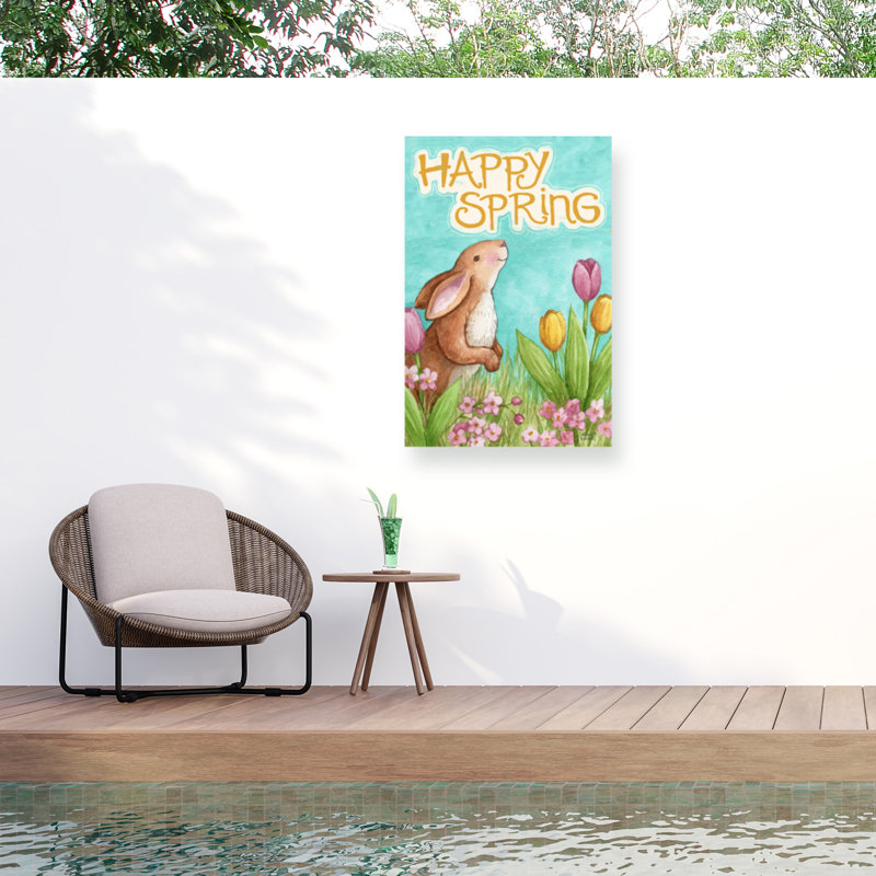 Art sur toile «Happy Bunny» par Gloyd Melinda Hipsher, H 19 po x l 12 po x P 1,5 po